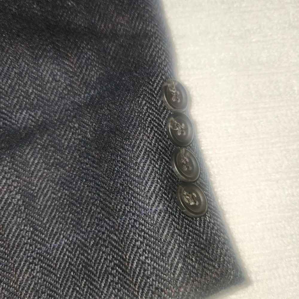 Ralph Lauren Mens 48R Charcoal Grey Herringbone Pure New Wool Sport Coat Blazer